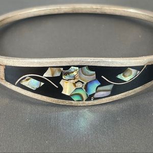Silver Abalone alpaca Tribal Clamshell Bracelet